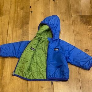 Reversible Patagonia Kids' Blue Jacket with Green Lining
